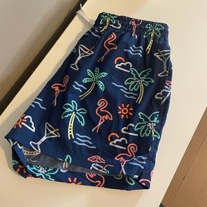 chubbies neon flamingo martini swim trunk| mens xl